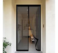 Mesh Curtain 250 x 200 cm Keeps Bugs Out, Lets Fresh Air in, No Gap, Snap Shut Automatically, Hands Free Mesh Screen Door Nets for Patio Doors Balcony Bedroom, Black