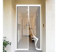 Mesh Curtain 250 x 300 cm Keeps Bugs Out, Lets Fresh Air in, No Gap, Snap Shut Automatically, Hands Free Mesh Screen Door Nets for Patio Doors Balcony Bedroom, White