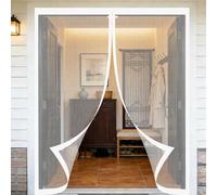 Mesh Curtain 280 x 150 cm Keeps Bugs Out, Lets Fresh Air in, No Gap, Snap Shut Automatically, Hands Free Fly Door Screen Mesh for Patio Doors Balcony Bedroom, White