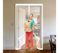 Mesh Curtain 66 x 90 cm Keeps Bugs Out, Lets Fresh Air in, No Gap, Snap Shut Automatically, Hands Free Bug Mesh Curtain for Patio Doors Balcony Bedroom, White