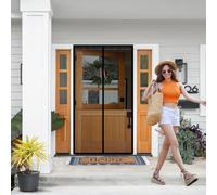 Mesh Curtain 85 x 220 cm Keep Bugs Out, Full Frame Magic Tape, Powerful Magnets, Self Sealing, No Drill Installation, Flyscreen French Doors for Balcony Bedroom Doors, Black