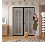 Mesh Curtain 85 x 220 cm Keep Bugs Out, Full Frame Magic Tape, Powerful Magnets, Self Sealing, No Drill Installation, Insect Protection Door for Patio Exterior Indoor Doors, Black