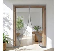 Mesh Curtain 92 x 220 cm Keeps Bugs Out, Lets Fresh Air in, No Gap, Snap Shut Automatically, Hands Free Magnetic Door Curtains Fly Screen for Living Room, Bedroom, Patio, Grey