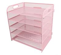 Mesh Desk File Organizer with Portable Handle, 5-Tier Metal Paper Sorter for Letters, Documents & Office Supplies - Ventilated Hollow Design, St(C)