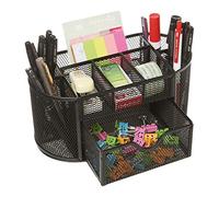 Mesh Desk Organizer Set - Office Tidy Caddy Tray Multi-functional Black Metal Pencil Pot Holder