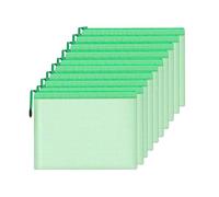 Mesh Document Bag Set of 10, Waterproof Zipper Pouch / A4 Size Zip File, for Household Daily Storage School Office M-D-2B (Green, B4 (15.35×11.22 Inch))