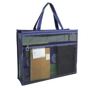 Mesh Document Holder with Zip Multi-Purpose Bag with Handle and Zipper, blue, riferimento alla descrizione, Please refer to description