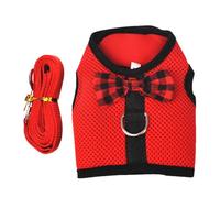 Mesh Dog Rabbit Harness with Lead, Animal Chest Strap, Pet Vest, Dog Coat, Handmade (Red, S)