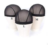 Mesh Dome Cap 6 Pcs Stretch Breathable Mesh Dome Wig Cap Spandex Black Dome Caps For Wigs Making (6 Pcs, Black, S)