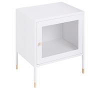 Mesh Door Steel Bedside Table White OSSETT
