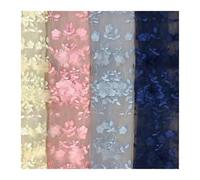 Mesh Dress Wedding Dress 3D Staple Embroidery Fabric Spring Summer Girls Fashion Applique Embroidery Fabric 1 Yard (Black)