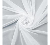 Mesh Fabric 4-Way Stretch Power Mesh 5 Yards Long 152cm Wide Lightweight Sheer (White)