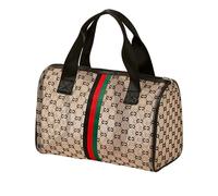 Mesh Fabric Makeup Bags for Women, Portable Waterproof Cosmetics Cases, Printed Pattern, Comfortable Handle, Constantly Pursuing the Ideal of Beauty Within One's Heart(Coffee)