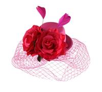 Mesh Feather Fascinator for Weddings Vintage Flower Hairclips Fascinators Hat Elegant Mesh Bridal Headpiece Headband Wedding Cocktail Tea Party Pillbox Hat Ribbon Feathers Hats Race Hats (One Size)