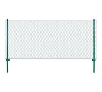 Mesh Fence 25x0.5m Green PVC-Coated Steel Roll with 11 Powder-Coated Posts 0.8m