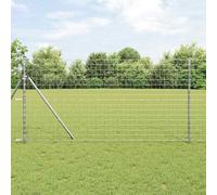 Mesh Fence Stakes Posts,Euro Fence Silver 1 x 10 m Hot dip Galvanized Iron for Chicken Coop, Poultry Netting, Plant Support and Dog Barrier