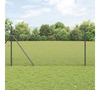 Mesh Fence Stakes Posts,Fence with Posts Grey 1.2 x 10 m Steel for Chicken Coop, Poultry Netting, Plant Support and Dog Barrier