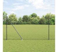Mesh Fence Stakes Posts,Fence with Posts Grey 1.6 x 10 m PVC-Coated Steel for Chicken Coop, Poultry Netting, Plant Support and Dog Barrier