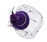 Mesh Flower with Pearl Feather Fascinators Hat on a Headband and a Forked Clip Cocktail Tea Party Headwear for Girls & Women Kentucky Hat