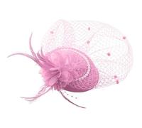 Mesh Flower with Pearl Feather Fascinators Hat on a Headband and a Forked Clip Cocktail Tea Party Headwear for Girls & Women Kentucky Hat