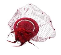 Mesh Flower with Pearl Feather Fascinators Hat on a Headband and a Forked Clip Cocktail Tea Party Headwear for Girls & Women Kentucky Hat