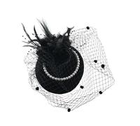 Mesh Flower with Pearl Feather Fascinators Hat on a Headband and a Forked Clip Cocktail Tea Party Headwear for Girls & Women Kentucky Hat