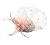 Mesh Flower with Pearl Feather Fascinators Hat on a Headband and a Forked Clip Cocktail Tea Party Headwear for Girls & Women Kentucky Hat