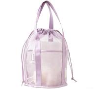 Mesh Foldable Beach Bag Large Travel Toiletry Organizer Quick Dry Pouch for Bathroom Essentials 48x39cm(Lavender Purple A)