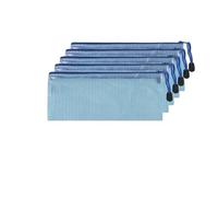 Mesh Folders 5 PCS A4 A5 A6 Document Bag Stationery Storage Folder File Mesh Zipper Pouch Zip Folders Office Supplies Stationary(5 PCS A6 Blue Bags)