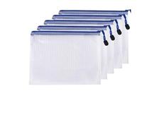 Mesh Folders 5 PCS A4 A5 A6 Document Bag Stationery Storage Folder File Mesh Zipper Pouch Zip Folders Office Supplies Stationary(5 PCS A4 White Bags)