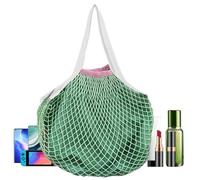 Mesh Food Bag, Mesh Beach Bag, Reusable Cotton Shopping Bag, Net Bag, Long Handle, Large Capacity, Shoulder Bag, Stretchy Product Organiser, Portable for Vegetable Girls, Green, see description, See