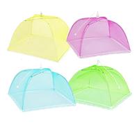 Mesh Food Covers, 17 Inch Pop Up Food Umbrella Tent Covers with Carry Bag, Fruit Cake Net Domes for Outdoors, Screen Tents, Parties Picnics, BBQs, Reusable and Collapsible (Rainbow-17inch-4pcs)