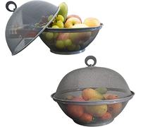 Mesh Fresh fruit bowl with cover, Fruit Bowl, fruit baskets for kitchens, Decorative Tablepiece -Keep Unwanted Pets, Bugs & Insects Out 2 sets grey