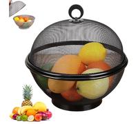 Mesh Fruit Basket with Lid - Fruit Fly Proof Bowl with Lid, Large Capacity Kitchen FruitMesh Basket (Black)