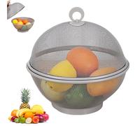 Mesh Fruit Basket with Lid - Fruit Fly Proof Bowl with Lid, Large Capacity Kitchen FruitMesh Basket (Grey)