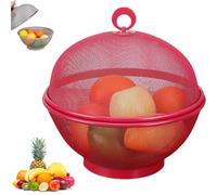 Mesh Fruit Basket with Lid - Fruit Fly Proof Bowl with Lid, Large Capacity Kitchen FruitMesh Basket (Red)