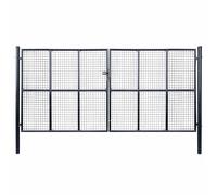 Mesh Garden Gate Galvanised Steel Grey Outdoor Fence Door Multi Sizes vidaXL