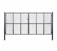 Mesh Garden Gate Galvanised Steel Grey Outdoor Fence Door Multi Sizes vidaXL