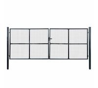 Mesh Garden Gate Galvanised Steel Grey Outdoor Fence Door Multi Sizes vidaXL
