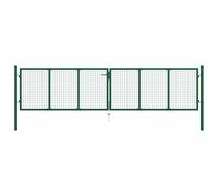 Mesh Garden Gate Outdoor Fence Barrier Driveway Door Gate Steel Green vidaXL