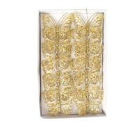 Mesh Glittered Butterflies Gold 8cm 12pc