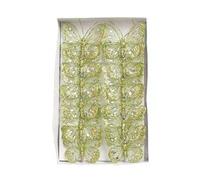 Mesh Glittered Clip On Butterflies - 8cm, Lime,Tray of 12