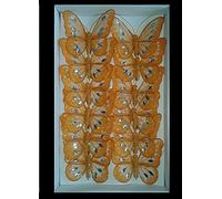 Mesh Glittered Clip On Butterflies - 8cm, Orange, Tray of 12