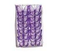 Mesh Glittered Clip On Butterflies - 8cm, Purple, Tray of 12