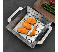 Mesh Grilling Basket Made of Stainless Steel for Weber Grills Suitable for Side Dishes and Vegetables with Rust Resistant Material and Multiple Size Options (((large))