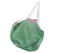 Mesh Grocery Bag - Eco Shopping Tote, Foldable Market Stand | Washable Products Carrier with Liner, Lightweight Travel Organizer, Spacious Shoulder Bag, Long Storage Basket, Mint Green, Se référer au
