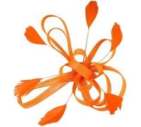 Mesh Hair Clip, Orange Fascinator Side Clip, Wedding Bridal Feather Fascinator