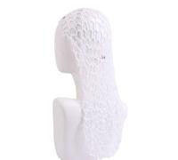 Mesh Hair Net, Elastic Long Crochet Hair Snood Net, Mesh Crochet Head Cover Sleeping Hat Dreadlock Headwear for Women(white)