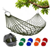 Mesh Hammock, Net Hammock for Outside Camping, 220 lb, Dark Green | Lightweight 13 oz Nylon Rope Bed Hangs Between Two Trees, No Stand Needed - for Backyards, Gardens, Beach Trips, and Travel