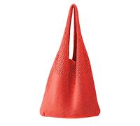 Mesh Handbag Shopping Bag Mesh Hollow Out Beach Bag Knitted One Shoulder Bag for Women Shoulder Bags Ladies Leather Look, red, One Size